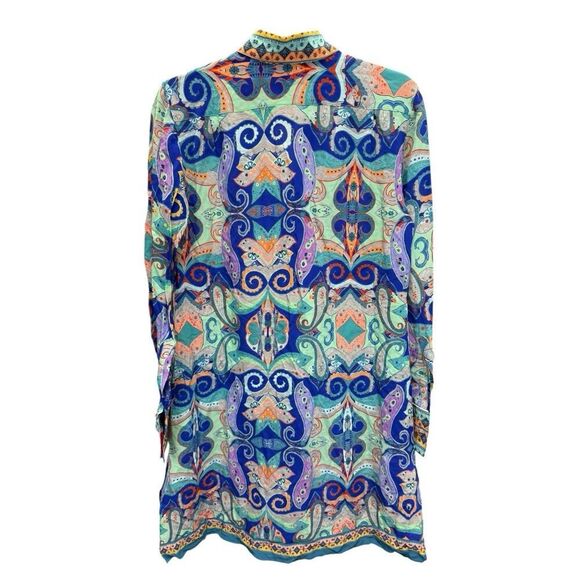 Robert Graham Charlotte Silk Paisley Shirt Dress S NWT Boho Luxe Resort Vibes - Picture 8 of 14